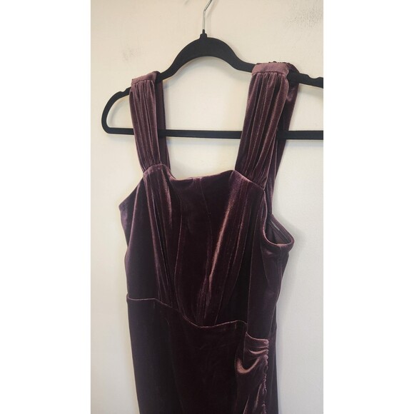 Cache Velvet Plum Purple Cocktail Midi Dress Side Ruched Size‎ 8 NWT - Picture 3 of 11